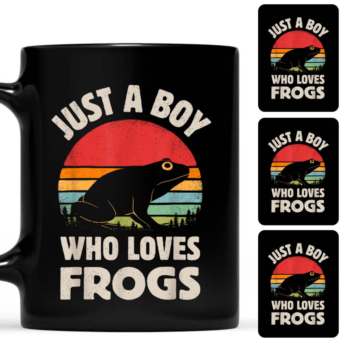 Frog Just A Boy Who Loves Frogs Men Retro Vintage Sunset T-Shirt