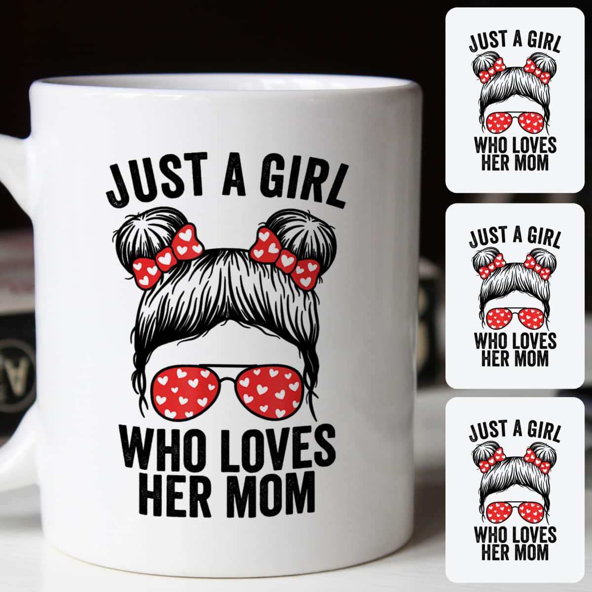 Just A Girl Who Loves Her Mom Mothers Day Kids Girls T-Shirt