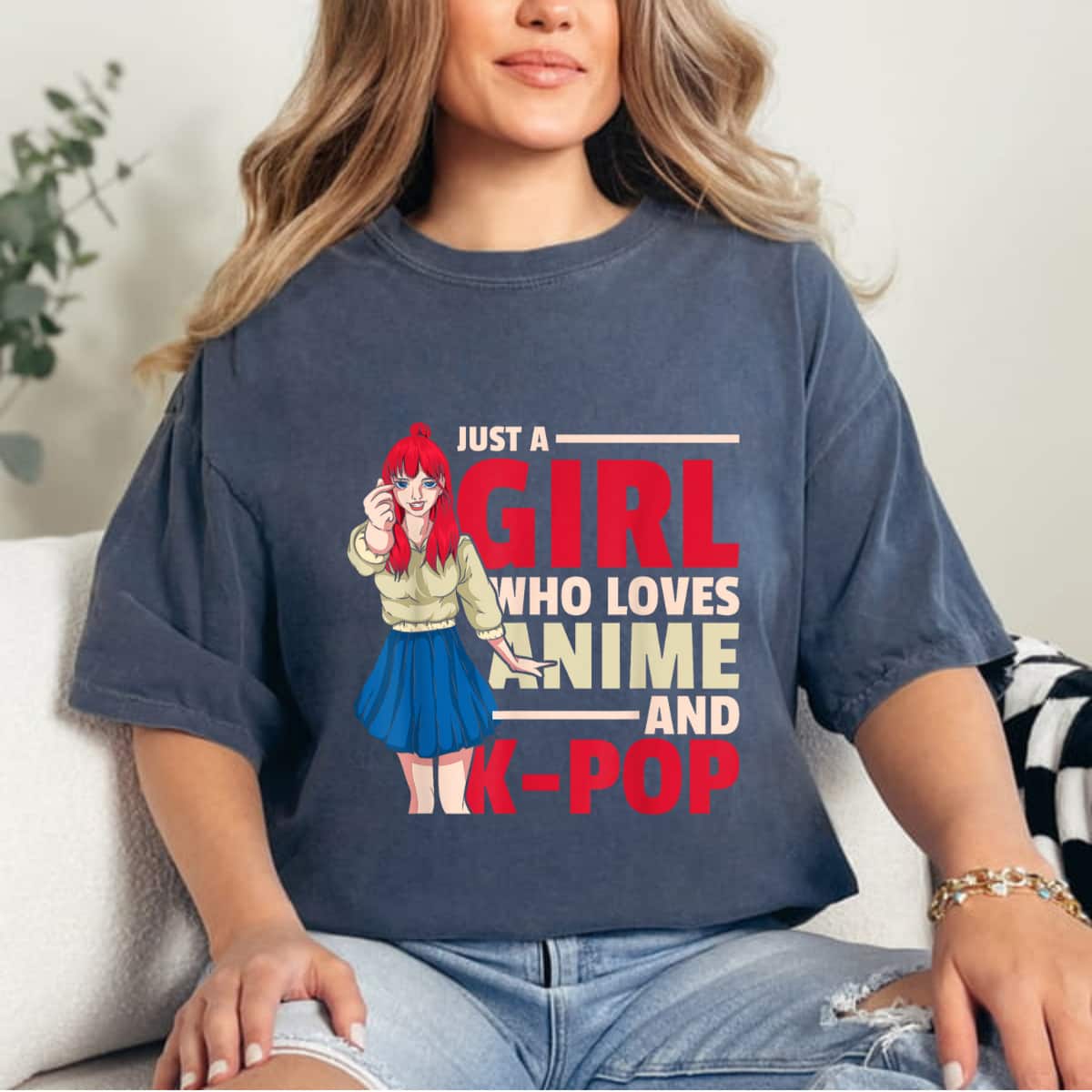Just A Girl Who Loves Anime And Kpop Otaku Kawaii Anime T-Shirt Just A Girl Who Loves Anime And Kpop Otaku Kawaii Anime T-Shirt