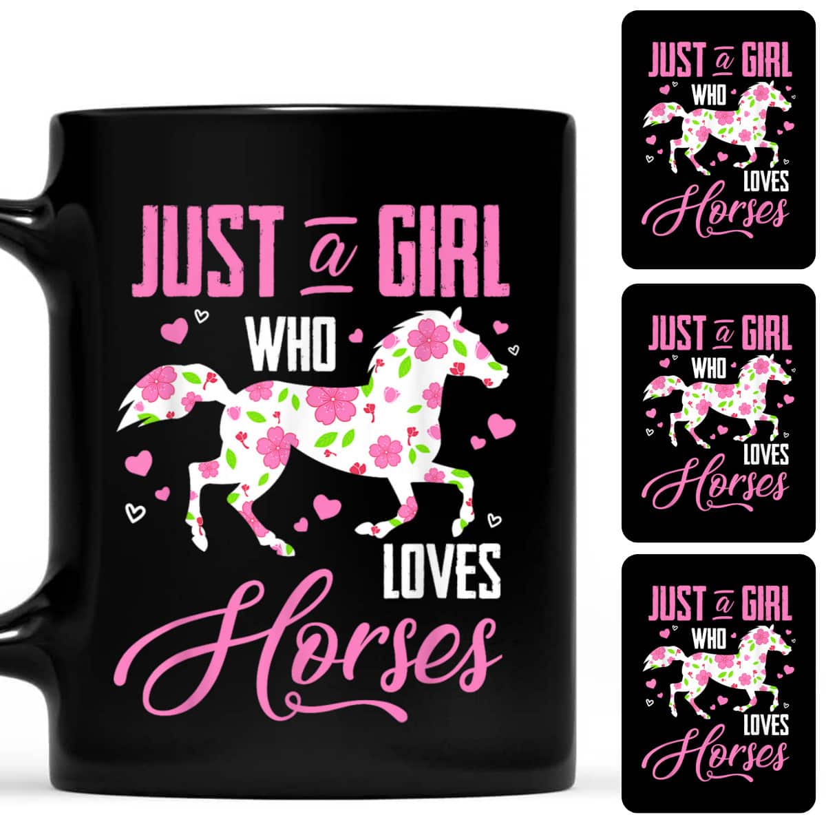 Just A Girl Who Loves Horses Floral Horse Equestrian Quote T-Shirt