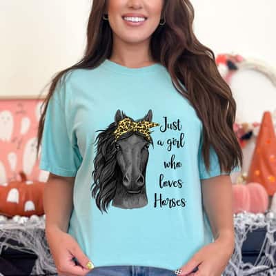 Just A Girl Who Loves Horses Bandana Horseback Riding Gifts T-Shirt