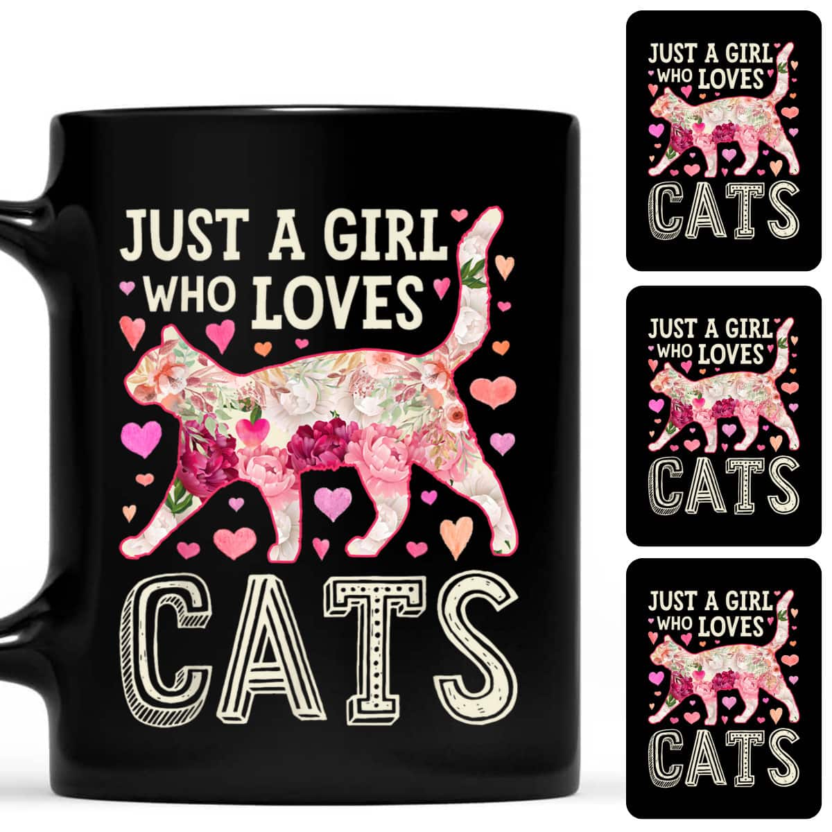 Cat Just A Girl Who Loves Cats Flower Women Cute Floral T-Shirt Cat Just A Girl Who Loves Cats Flower Women Cute Floral T-Shirt