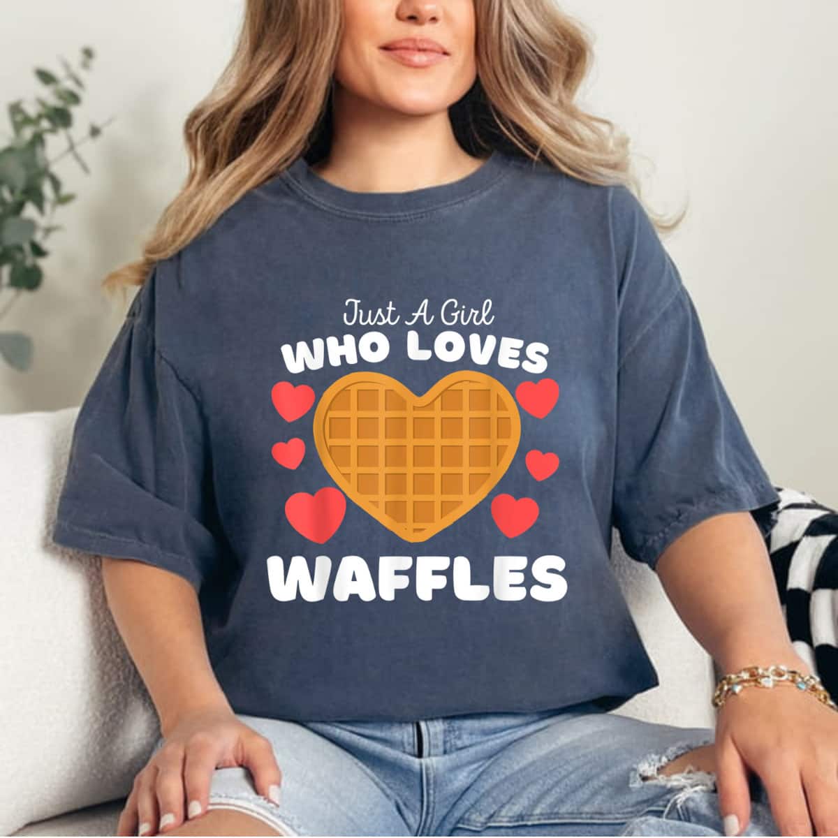 Just A Girl Who Loves Waffles Funny Waffle Foodie Girls T-Shirt Just A Girl Who Loves Waffles Funny Waffle Foodie Girls T-Shirt