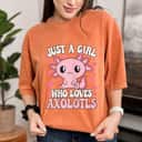 Just A Girl Who Loves Axolotls Pink Kawaii Axolotl Girl Kid T-Shirt Just A Girl Who Loves Axolotls Pink Kawaii Axolotl Girl Kid T-Shirt