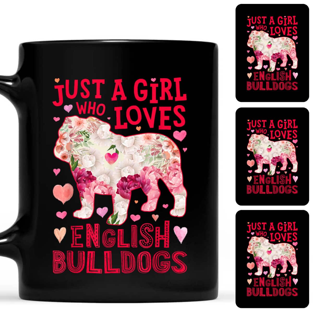 English Bulldog Just A Girl Who Loves Dog Flower Floral T-Shirt