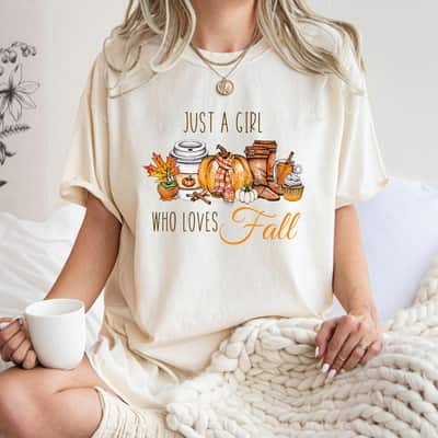 Just A Girl Who Loves Fall Pumpin Spice Latte Cute Autumn T-Shirt