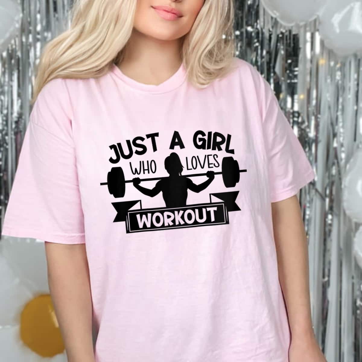 Womens Just A Girl Who Loves Workout Gym T-Shirt Womens Just A Girl Who Loves Workout Gym T-Shirt