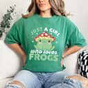 Kawaii Cottagecore Mushroom Hat Just A Girl Who Loves Frogs T-Shirt