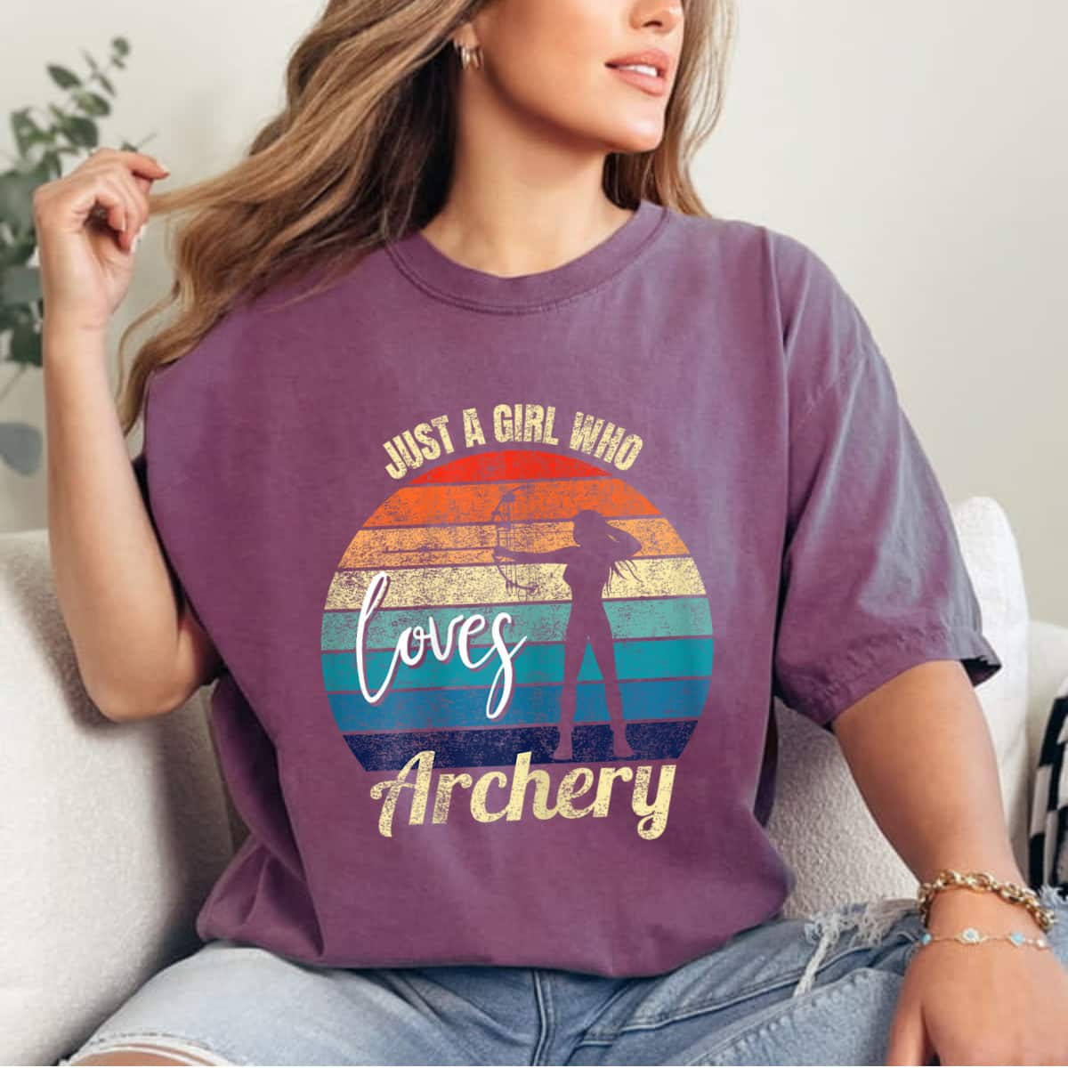 Vintage Color Archer Just A Girl Who Loves Archery T-Shirt
