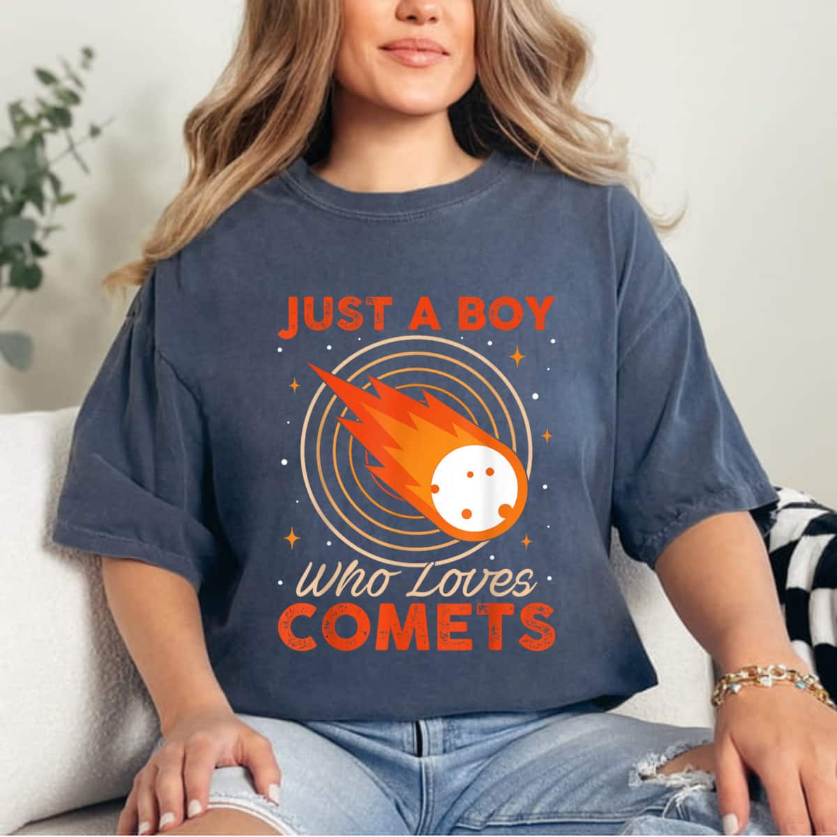 Just A Boy Who Loves Comets Astronomer T-Shirt Just A Boy Who Loves Comets Astronomer T-Shirt