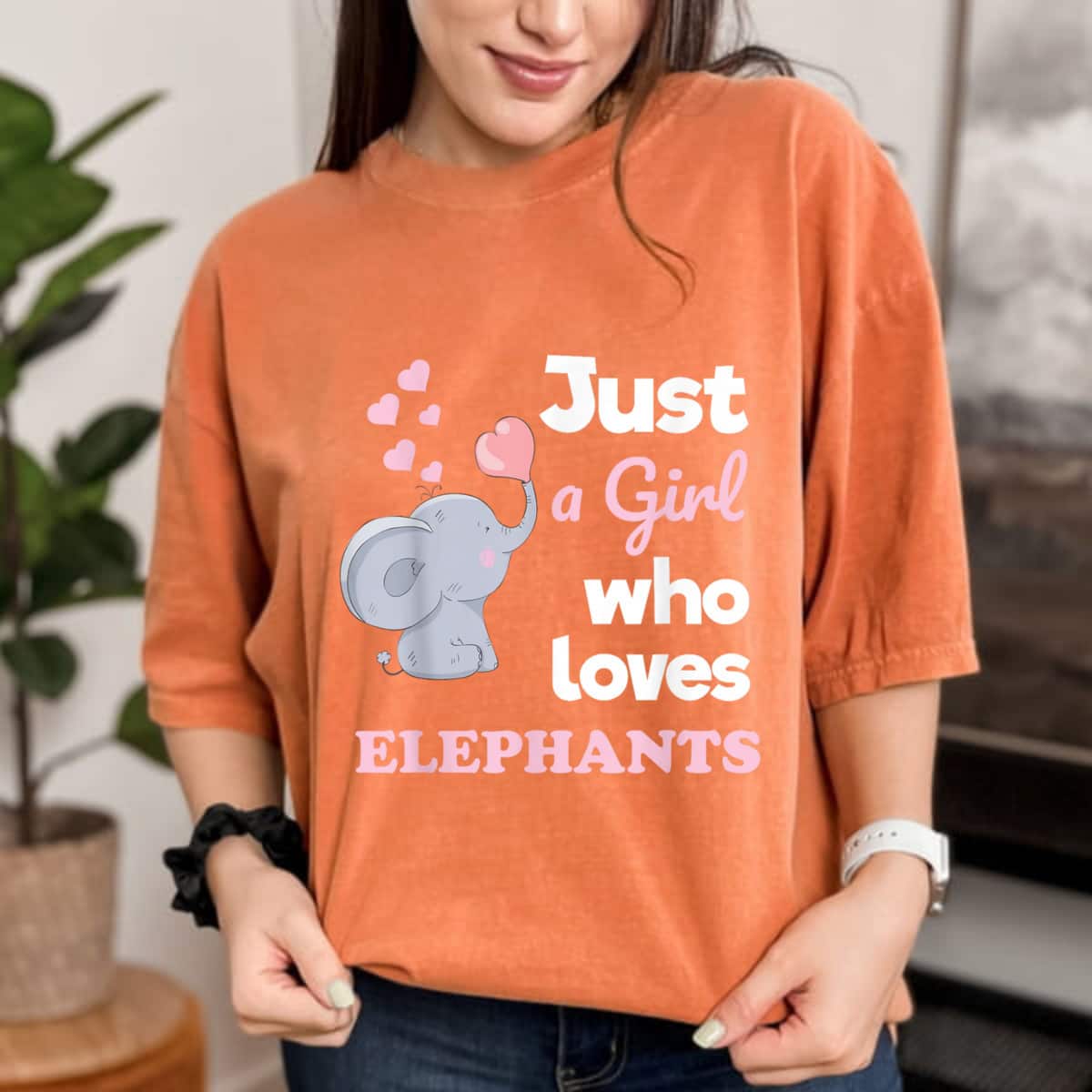 Just A Girl Who Loves Elephants Girls Elephant Lover T-Shirt Just A Girl Who Loves Elephants Girls Elephant Lover T-Shirt