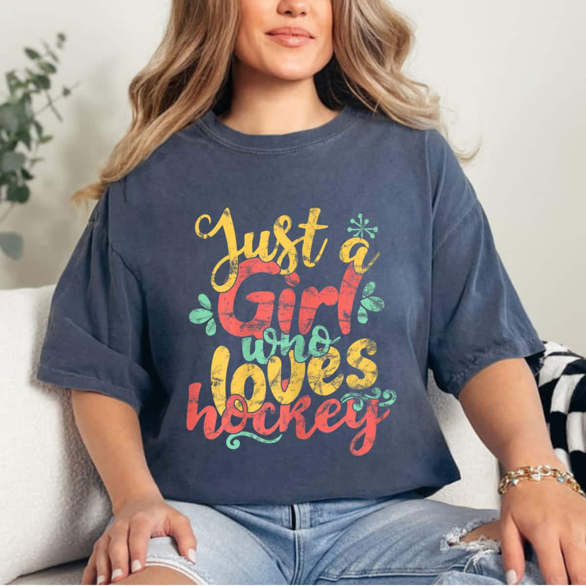 Just A Girl Who Loves Hockey Gift T-Shirt Just A Girl Who Loves Hockey Gift T-Shirt