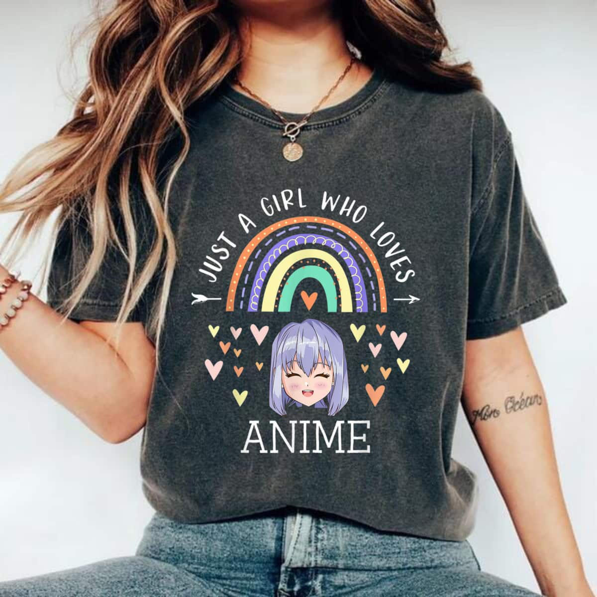 Just A Girl Who Loves Anime Rainbow Gifts For Anime Lover T-Shirt Just A Girl Who Loves Anime Rainbow Gifts For Anime Lover T-Shirt