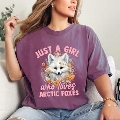 Floral Arctic Fox Just A Girl Who Loves Arctic Foxes T-Shirt
