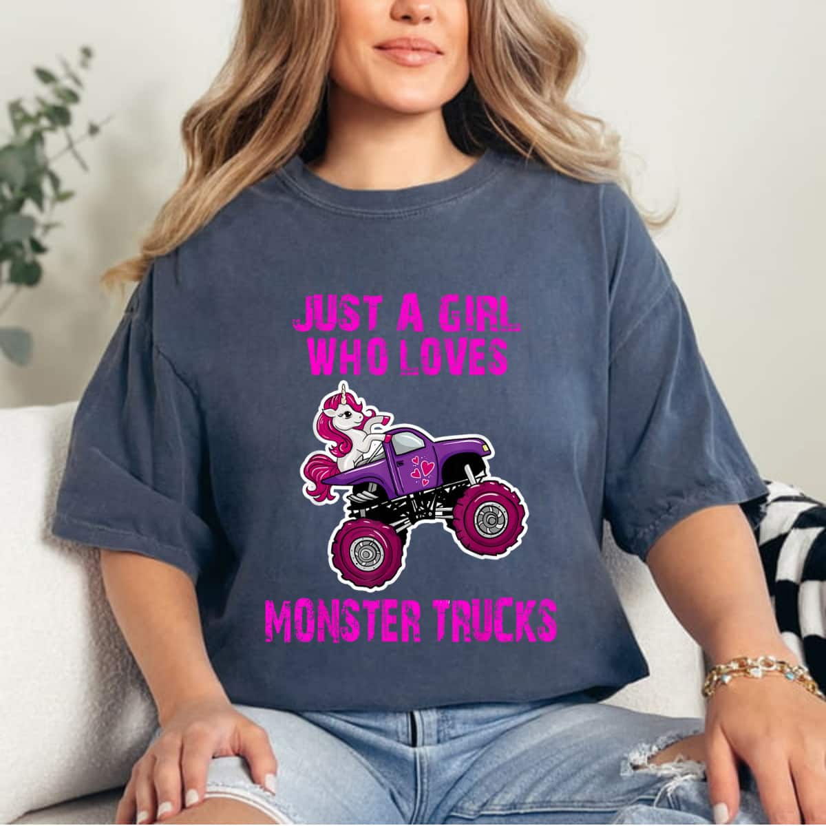 Just A Girl Who Loves Monster Trucks For Unicorn Girls Gift T-Shirt Just A Girl Who Loves Monster Trucks For Unicorn Girls Gift T-Shirt